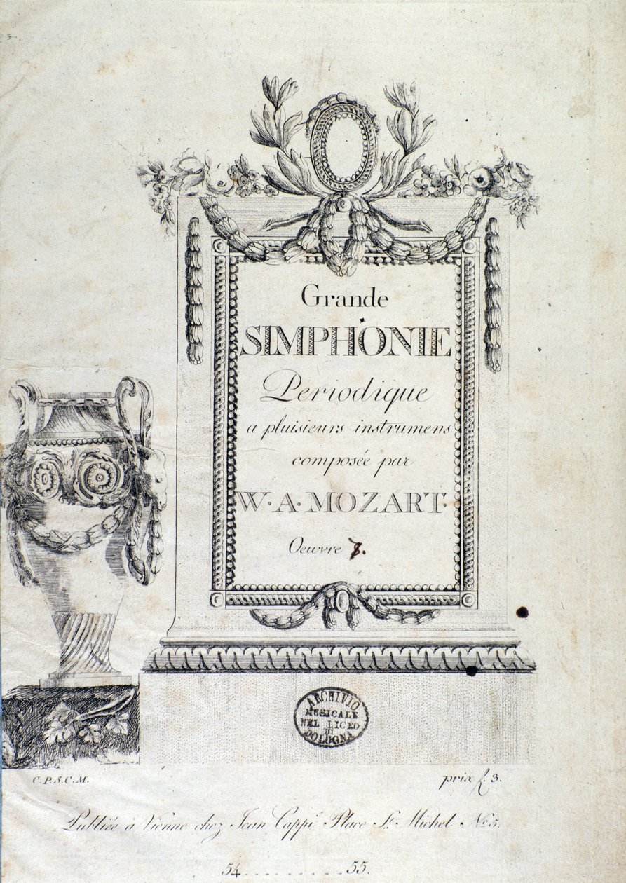 Itävaltalaisen säveltäjän Wolfgang Amadeus Mozartin (1756-1791) sinfonian N. 7 etukappale. tekijältä Austrian School