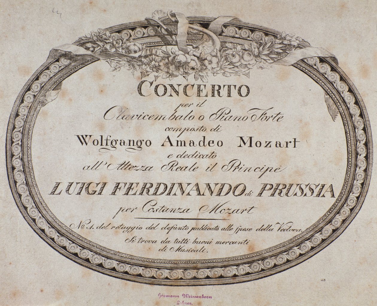 Itävaltalaisen säveltäjän Wolfgang Amadeus Mozartin (1756-1791) konserton pianolle ja cembalolle sävellys partituuri. tekijältä Austrian School