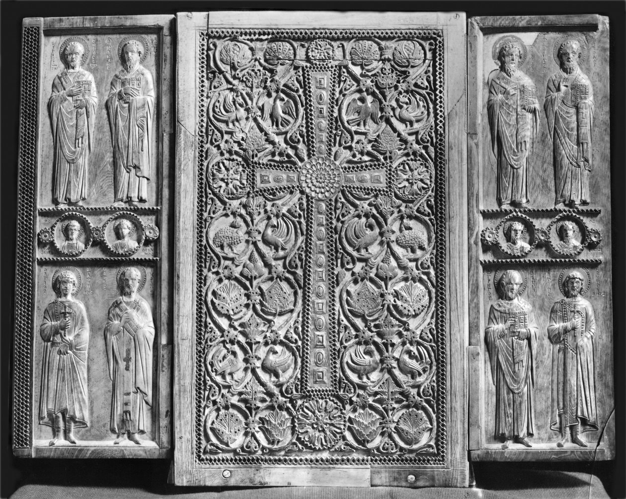 Triptyykki, joka kuvaa Kristusta Neitsyen ja Pyhän Johannes Kastajan kanssa (kääntöpuoli) (katso myös 213280) tekijältä Byzantine
