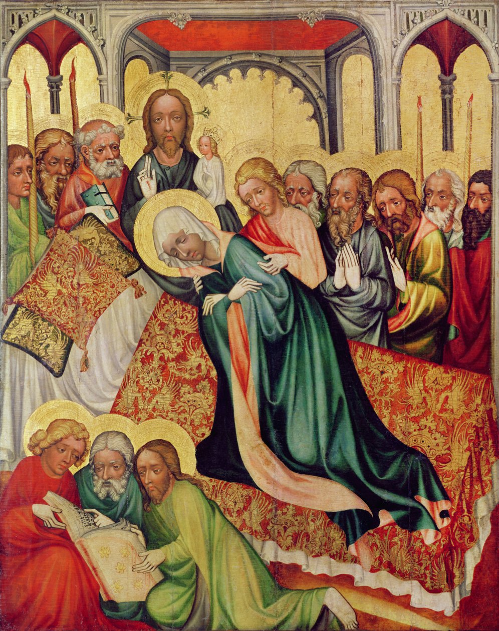 Neitsyen kuolema, n. 1400-10 (tempera paneelissa) (404564:n yksityiskohta) tekijältä Czech School