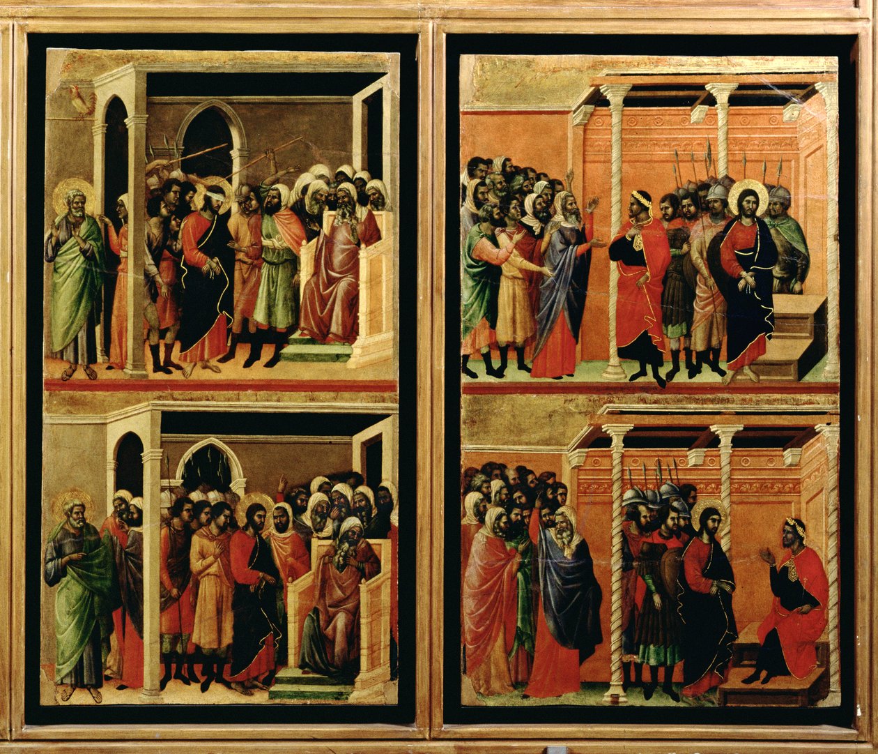 Maesta: yksitoista kohtausta Passionista, 1308-11 (tempera paneelissa) (55438:n kääntöpuoli) (235966:n yksityiskohta) tekijältä Duccio di Buoninsegna