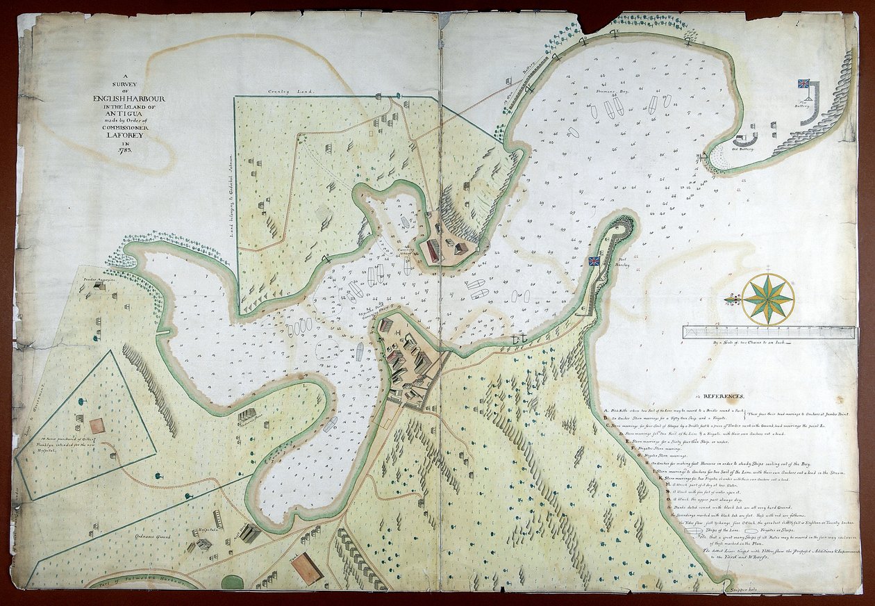 Tutkimus Englannin satamasta Antiguan saarella komissaari Laforeyn määräyksellä vuonna 1783 tekijältä English School