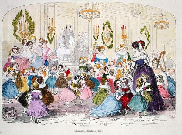Lasten joulujuhlat, kaiverrus Edward Dalziel (1849-1888) Illustrated London Newsista, 1847 tekijältä English School