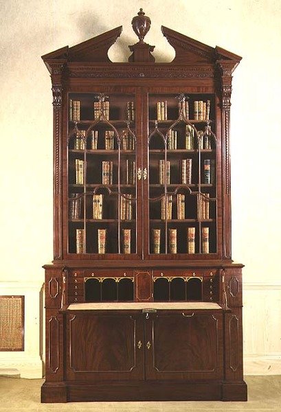 Chippendale-kirjahylly, jossa on goottilainen verhous, noin 1760. tekijältä English School