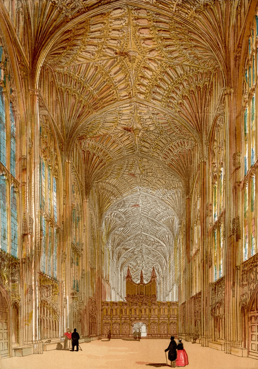 Kings College Chapel, Cambridgen yliopisto, Cambridge, Englanti, Vanhasta Englannista: Kuvamuseo, pubi. 1847 tekijältä English School