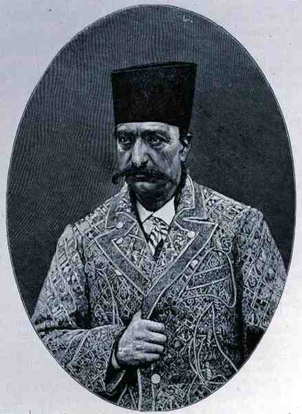 Naser od-Din (1831-96) Persian edesmennyt turkkiverinen shaahi, teoksesta The History of Mankind, Vol. III, prof. Friedrich Ratzel, 1898 tekijältä English School