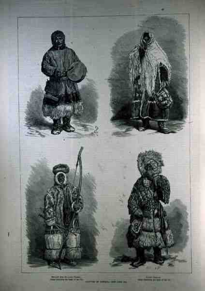 Siperian alkuasukkaat: Samojedit ala-Jeneseista, naissamojedit, ostiakit, jotka asuvat Obin altaalla, The Illustrated London Newsista, 22. huhtikuuta 1882 tekijältä English School