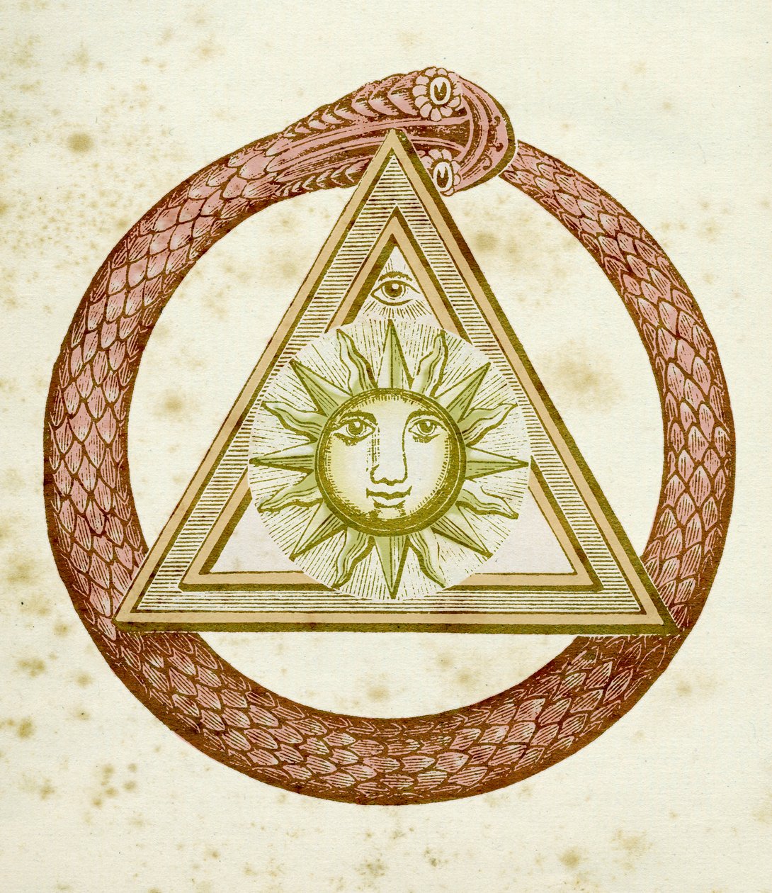 Ouroboros, delta ja jumalallinen silmä auringon kanssa, Kneph, 1881-1900 tekijältä English School