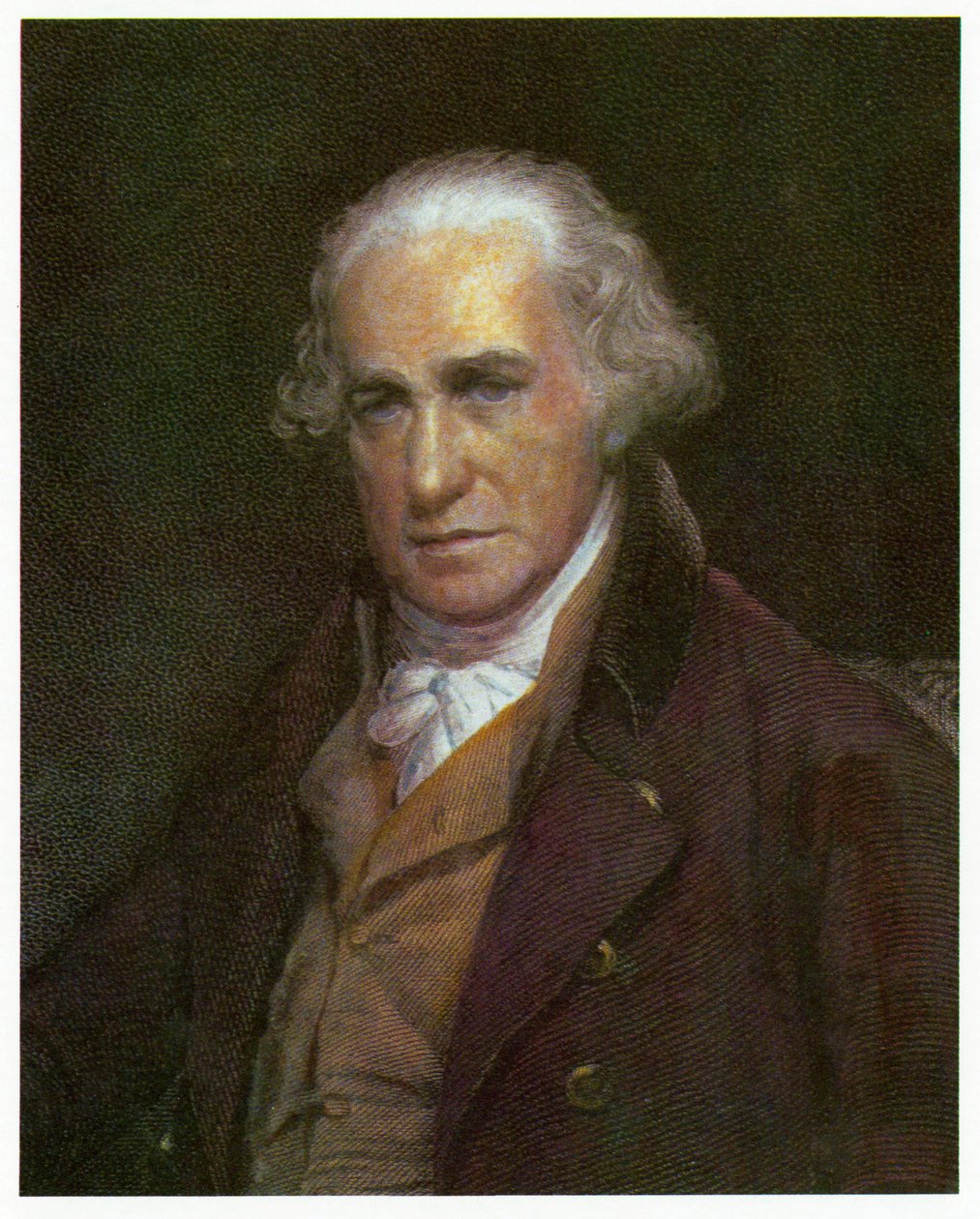 James Wattin muotokuva. n. 1788 (värillinen lito.) tekijältä English School