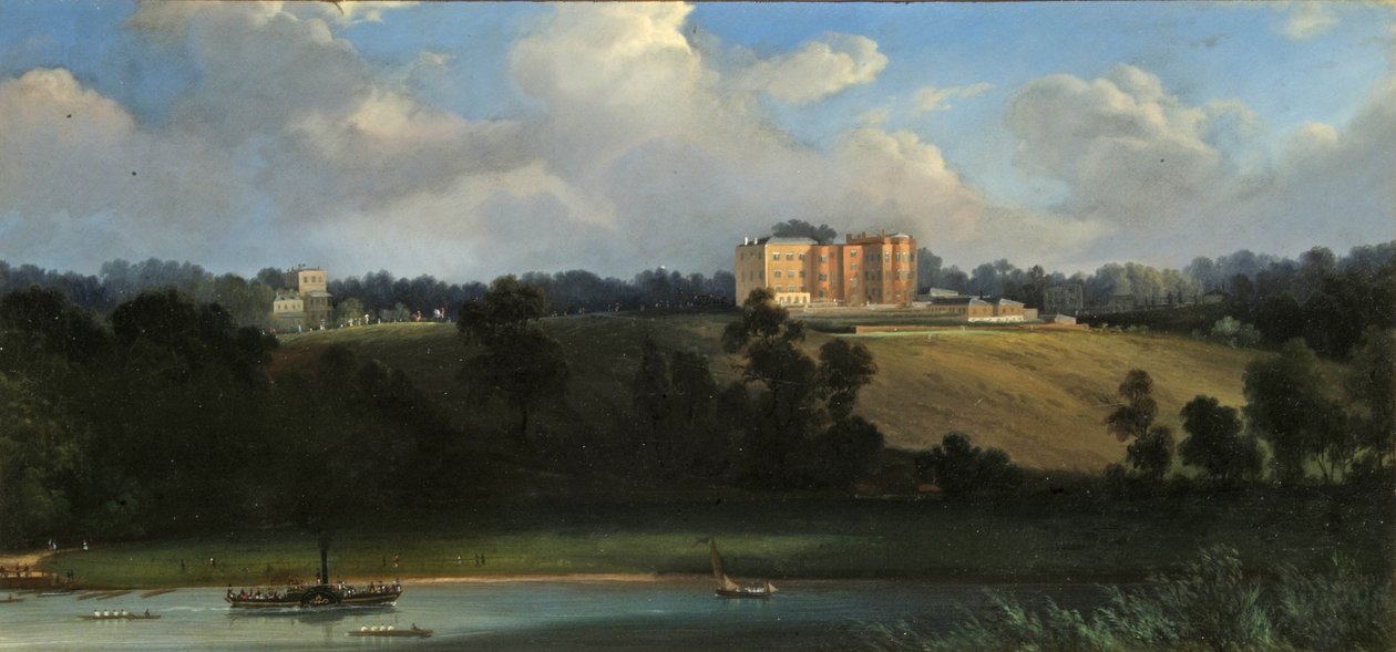 Richmond Hill joelta, Surrey, n. 1830 (öljy liuskekivellä) tekijältä English School