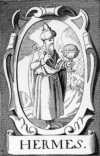 Alkemisti Hermes Trismegistos, kuvitus tieteestä ja kirjallisuudesta keskiajalla ja renessanssilla, kirjoittanut ja kaivertanut Paul Lacroix, 1878 tekijältä English School