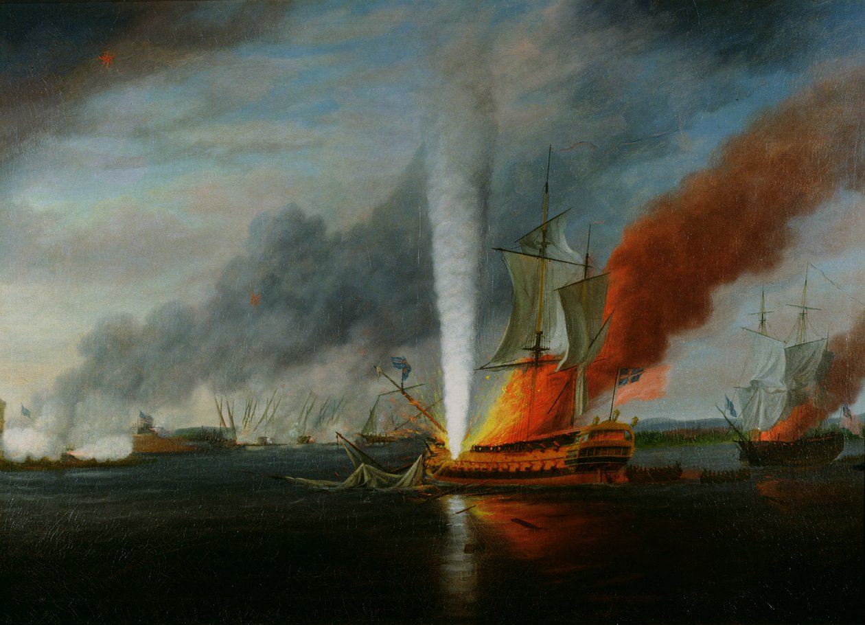 The Burning of H.M.S. Augusta vuonna 1777 tekijältä English School