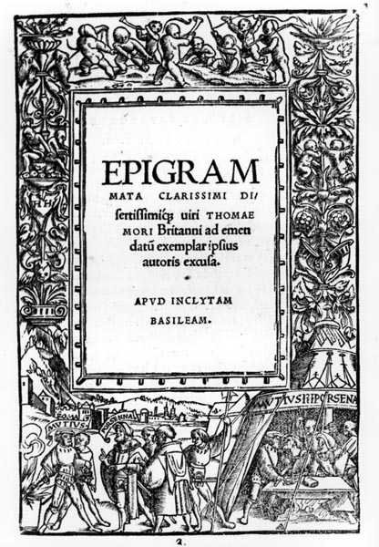 Barbaarisen kuninkaan leiri, Thomas Moren epigrammit (1478-1535) tekijältä English School