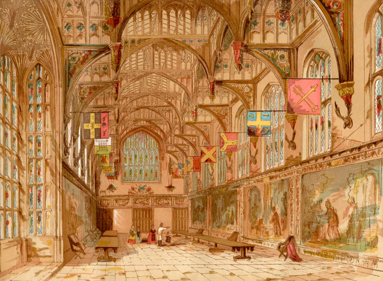 The Great Hall, Hampton Court Palace, Lontoo, Englanti, Vanhasta Englannista: Kuvamuseo, pubi. 1847 tekijältä English School