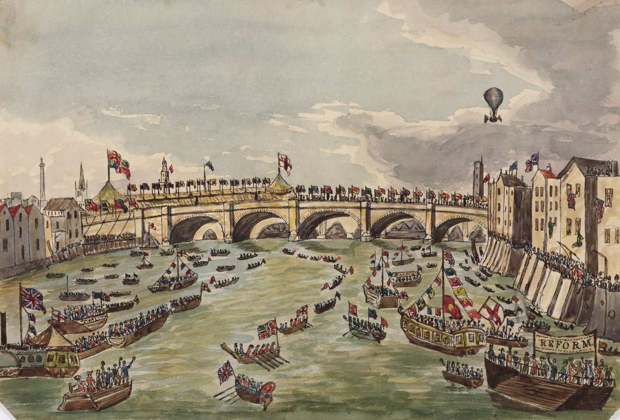 New London Bridgen avajaiset, 1. elokuuta 1831 (kynä ja muste ja wc paperilla) tekijältä English School