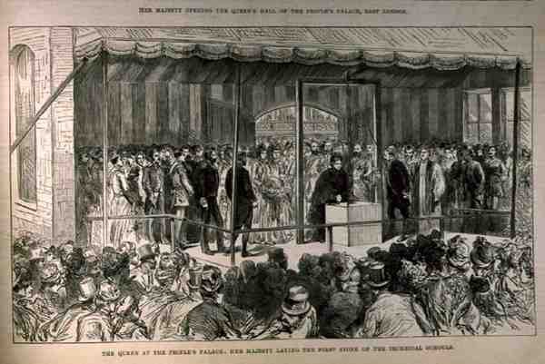 Kuningatar Kansojen palatsissa: The Illustrated London News, 21. toukokuuta 1887. tekijältä English School