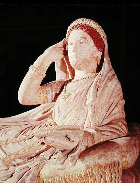 Larthia Seiantin sarkofagi (terrakotta) (yksityiskohta) tekijältä Etruscan