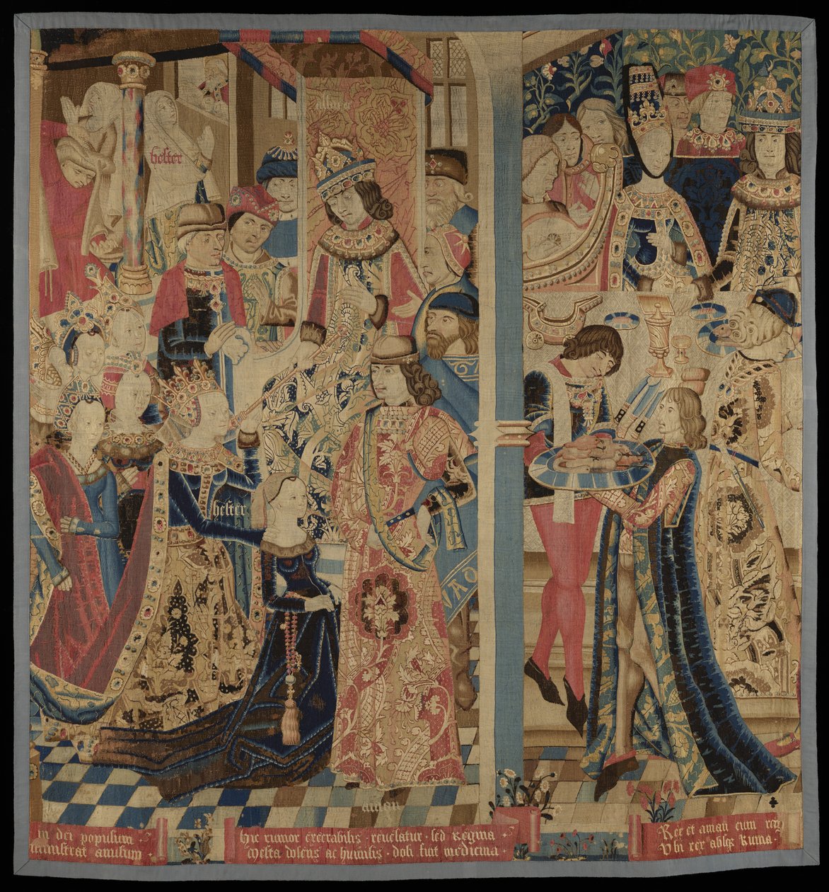 Esther at Ahasuerus, c. 1460-1485 (lana at sutla)finn tekijältä Flemish School