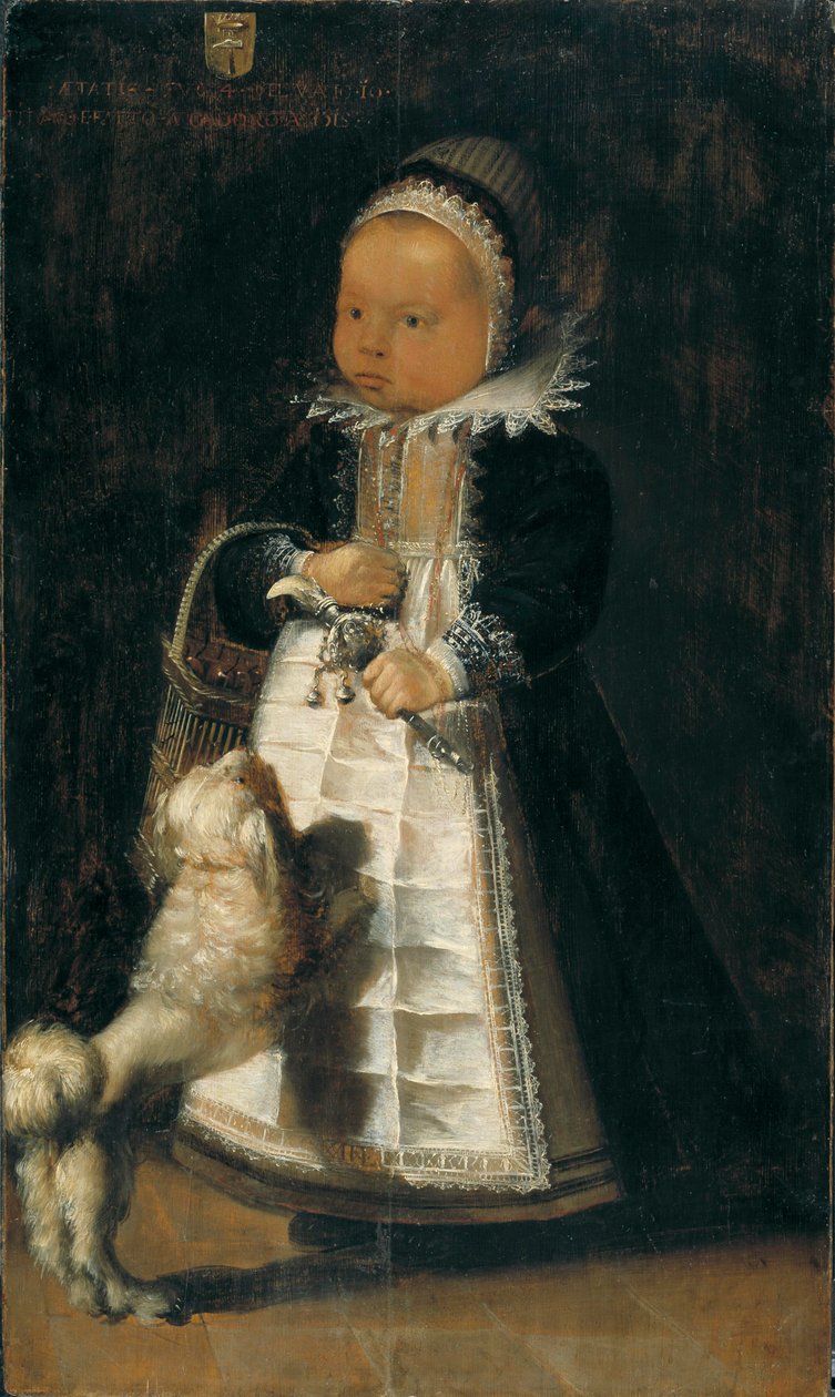 Muotokuva tytöstä koiran kanssa, n. 1610 tekijältä Flemish School