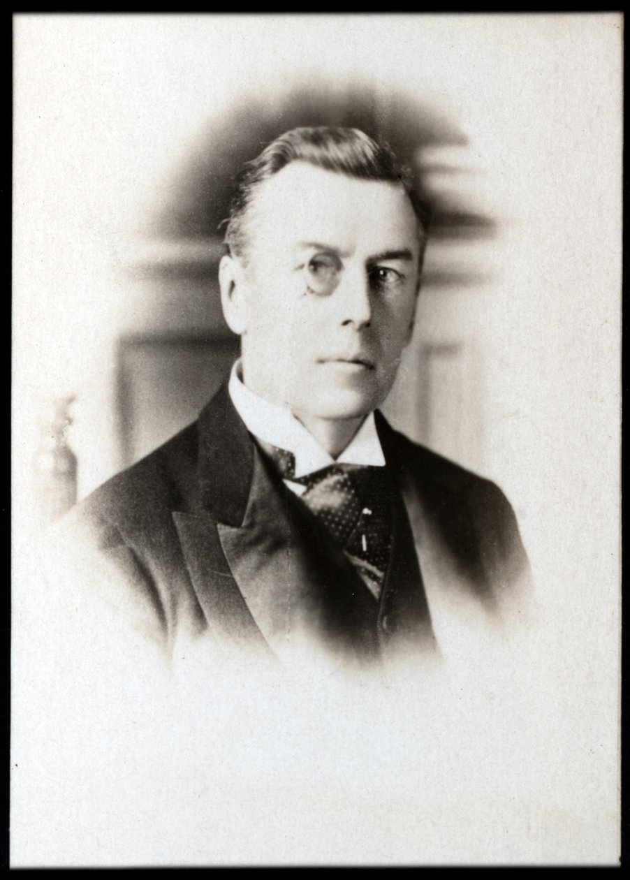 Lord Joseph Chamberlainin (1836-1914), brittiläisen liikemiehen, poliitikon ja valtiomiehen muotokuva. tekijältä French Photographer