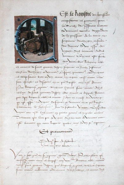 AE II1667 Viinintuotanto keskiajalla, Redevancier de Saint-Germain-des-Pres, noin 1530. tekijältä French School