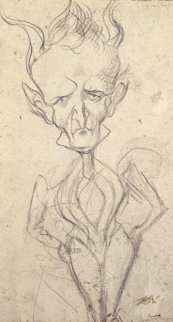 Hector Berliozin (1803-69) karikatyyri (kynä paperille) tekijältä French School