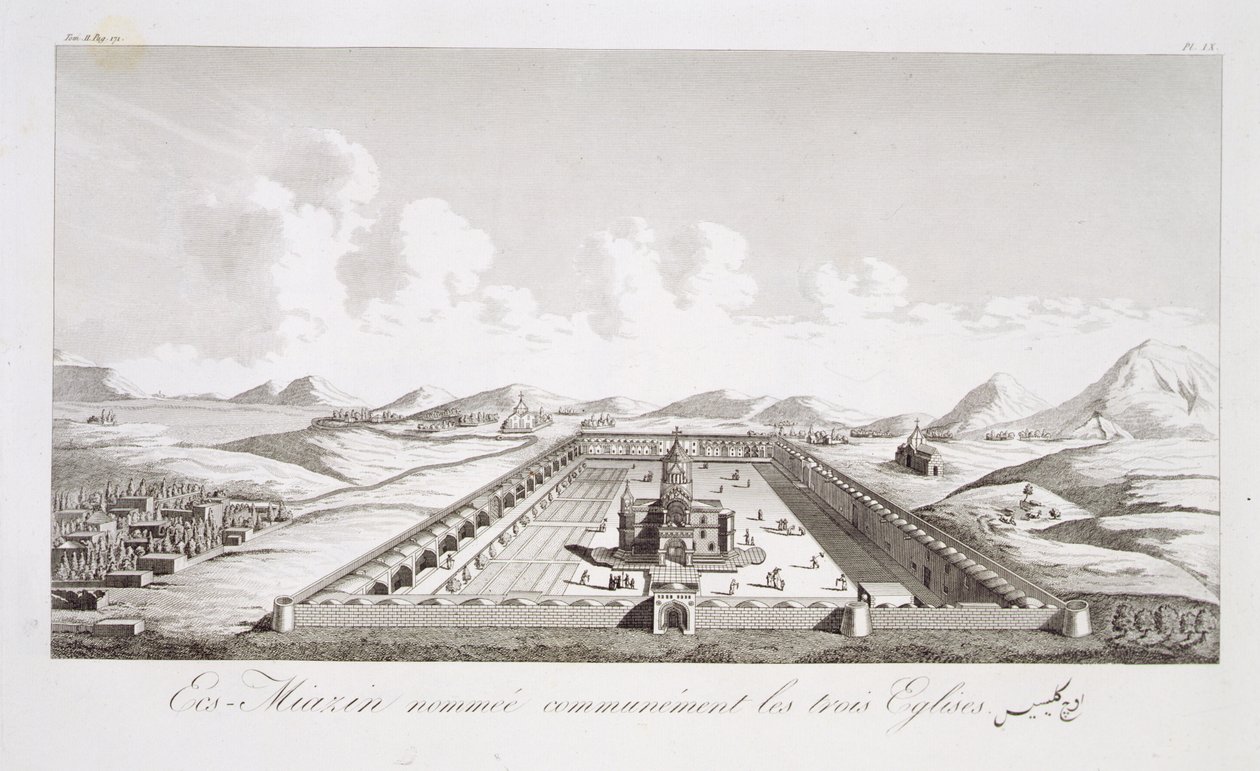 Echsmiazin, joka tunnetaan nimellä Kolme kirkkoa, Jean Chardinin (1643-1713) teoksesta Voyages du Chevalier Chardin en Perse, et en autres Lieux d