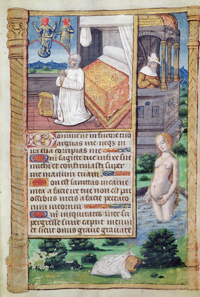 Fol.51r David ja Bathsheba, teoksesta Hours of Use of Rome tekijältä French School