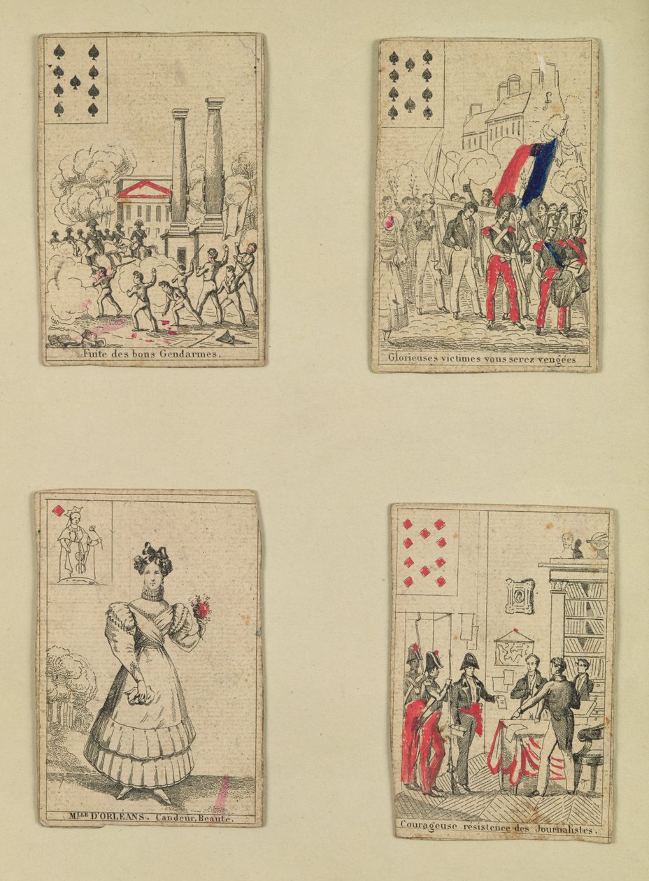 Neljä pelikorttia heinäkuun 1830, 1831 sankareiden muistoksi tekijältä French School