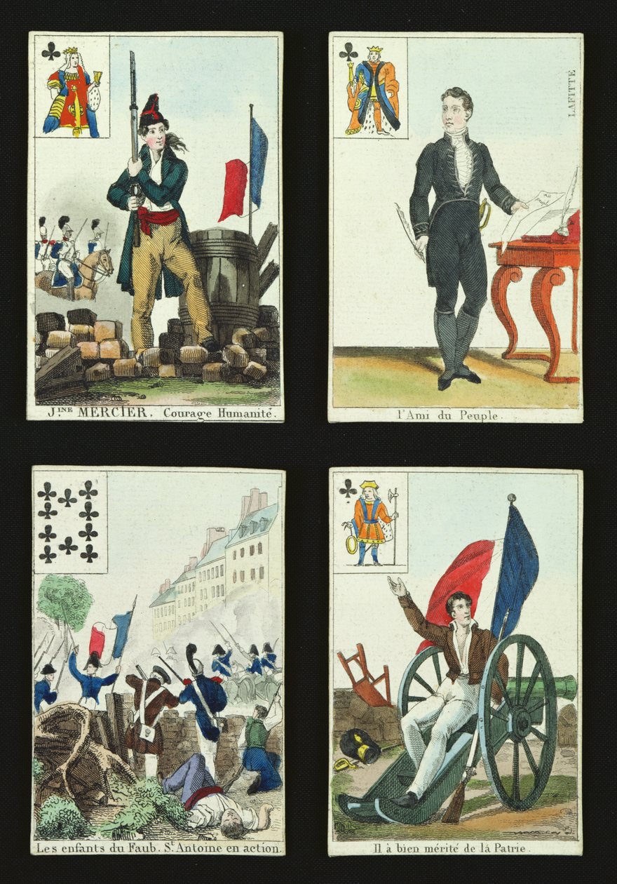 Neljä pelikorttia heinäkuun 1830, 1831 sankareiden muistoksi tekijältä French School
