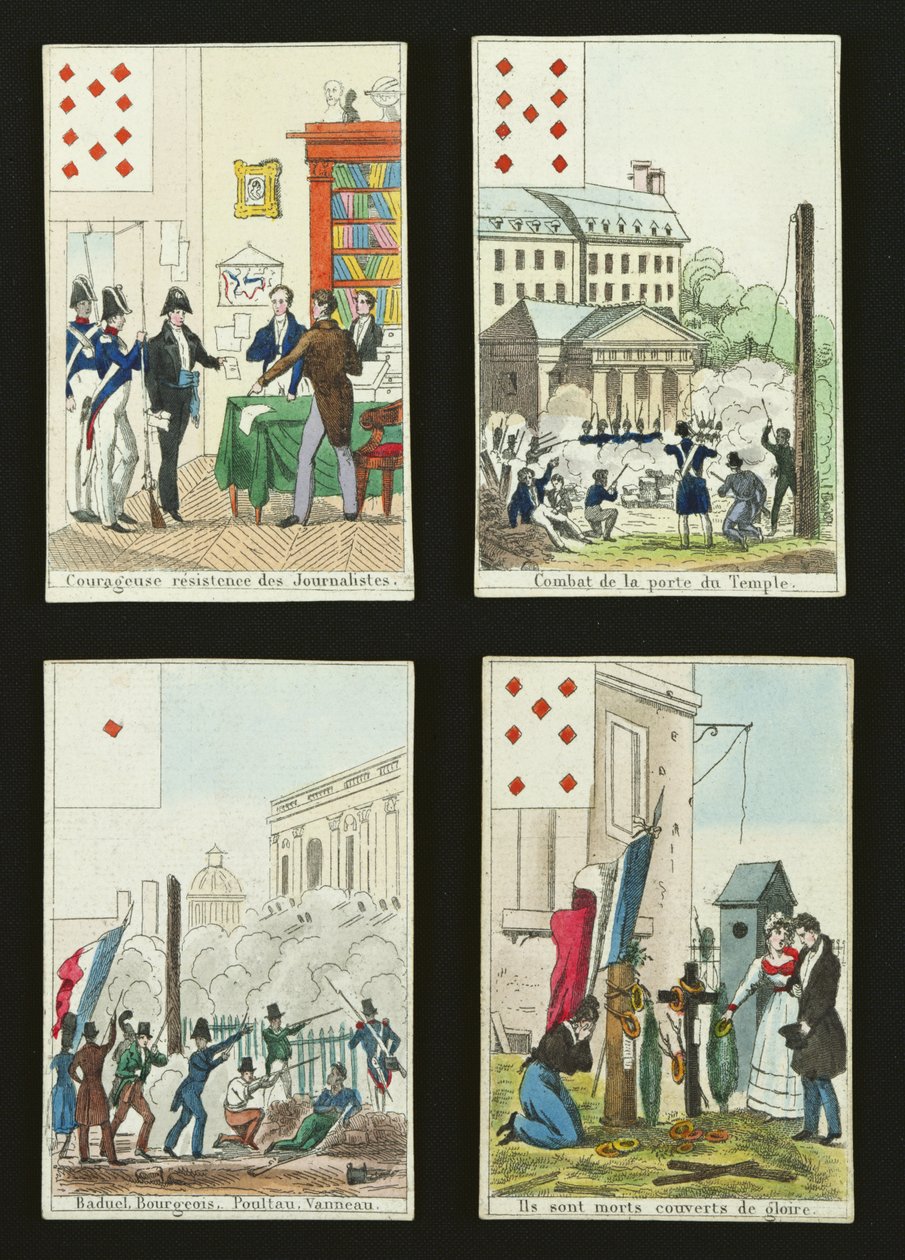 Neljä pelikorttia heinäkuun 1830, 1831 sankareiden muistoksi tekijältä French School
