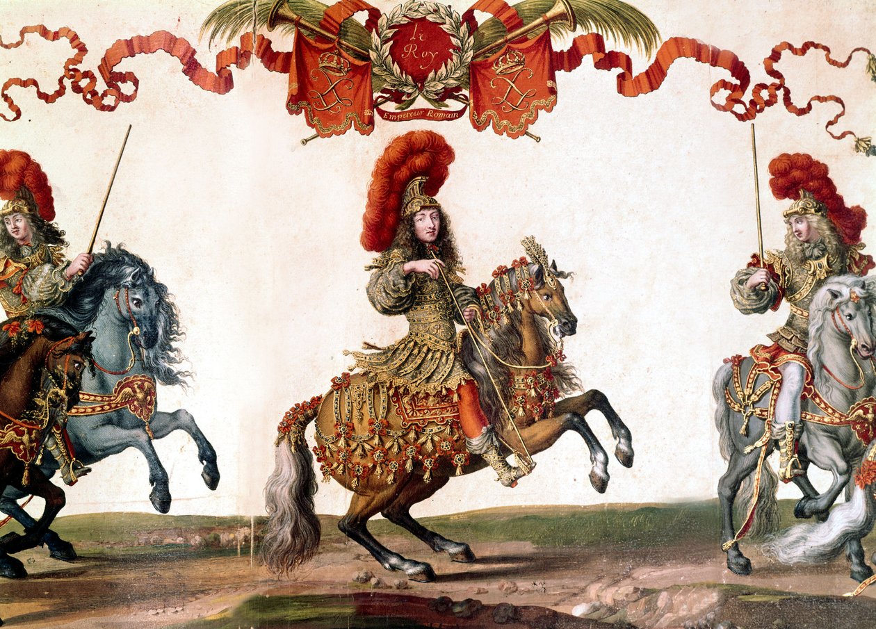 Ranskan kuningas Ludvig XIV Grand Carrouselissa, miniatyyri, 1662 tekijältä French School