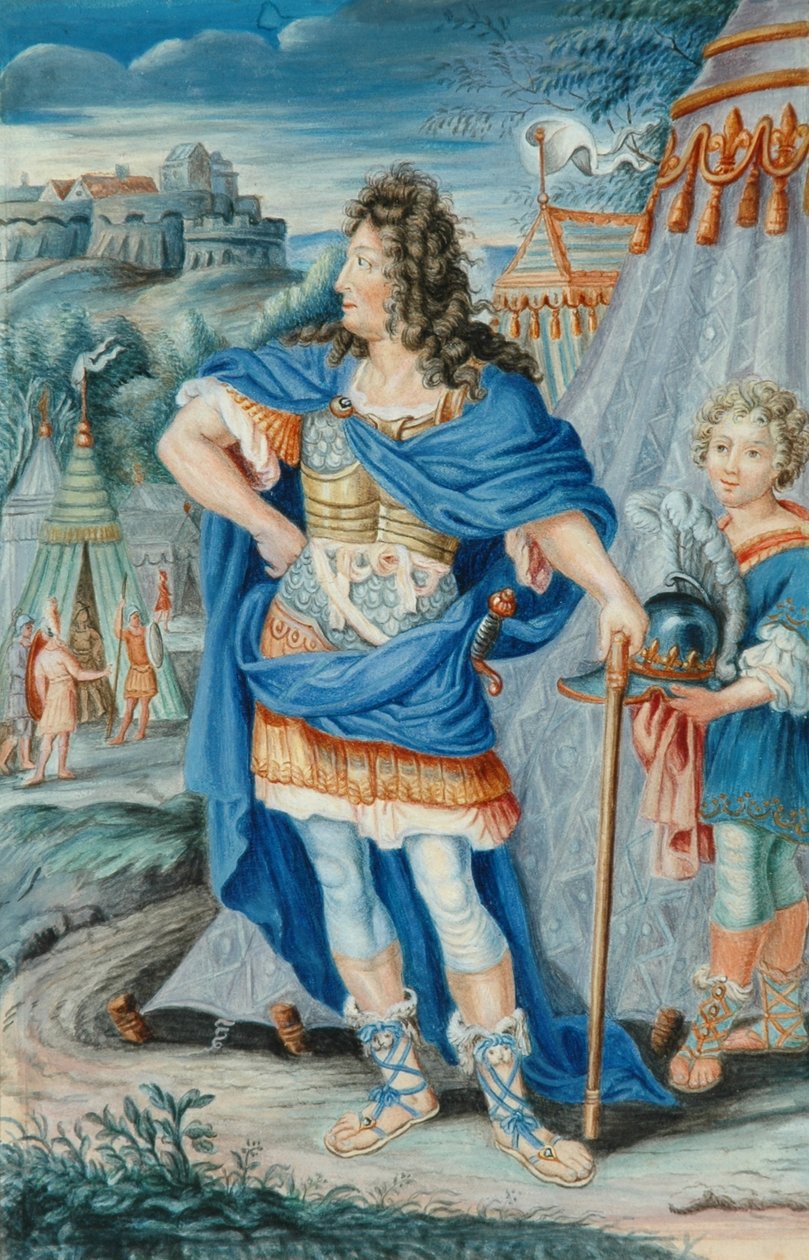 Ranskalainen aatelinen keskiaikaisessa puvussa (tempera) tekijältä French School