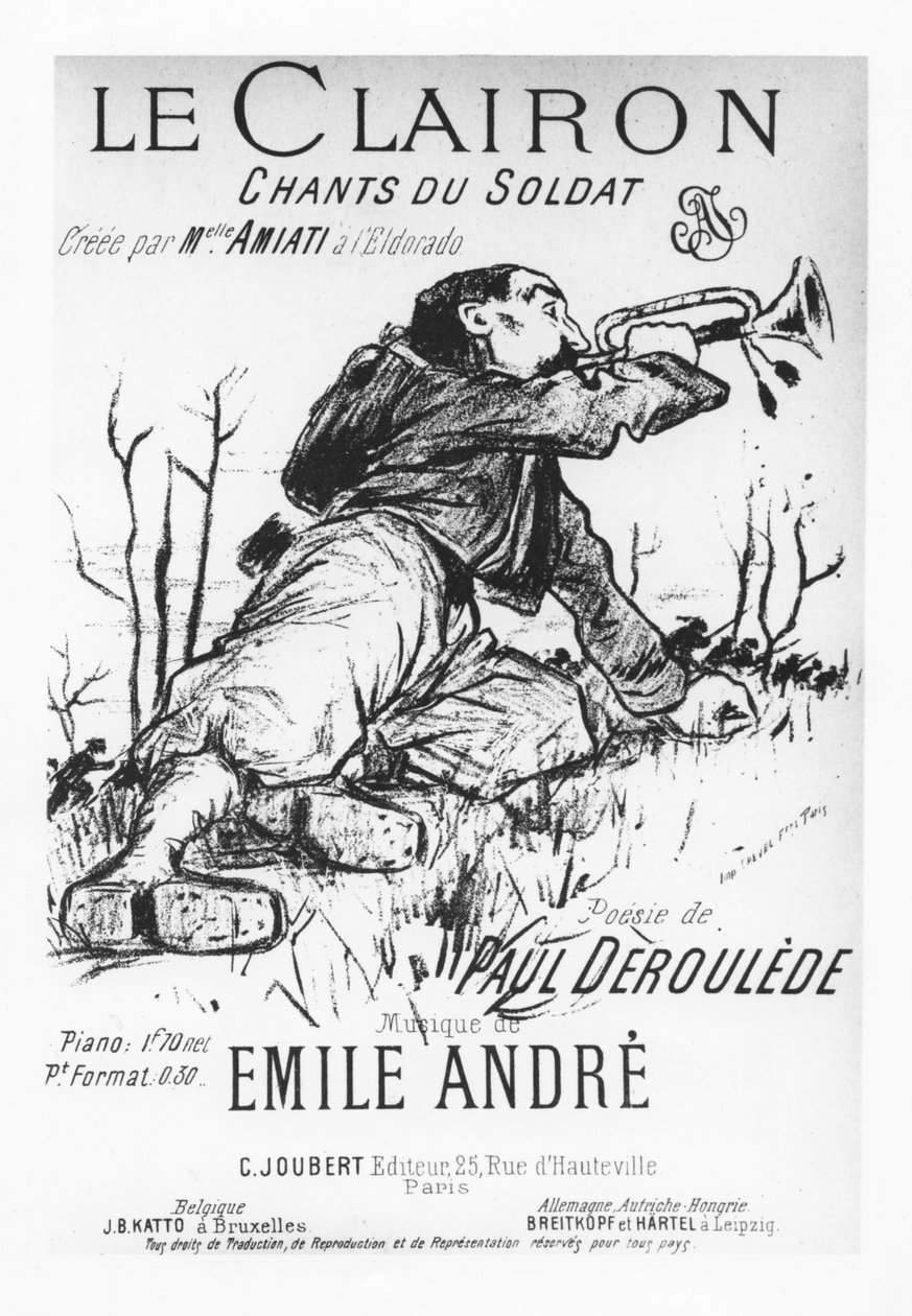 Le Claironin etukansi, Chants du Soldat, kirjoittanut Paul Deroulède tekijältä French School