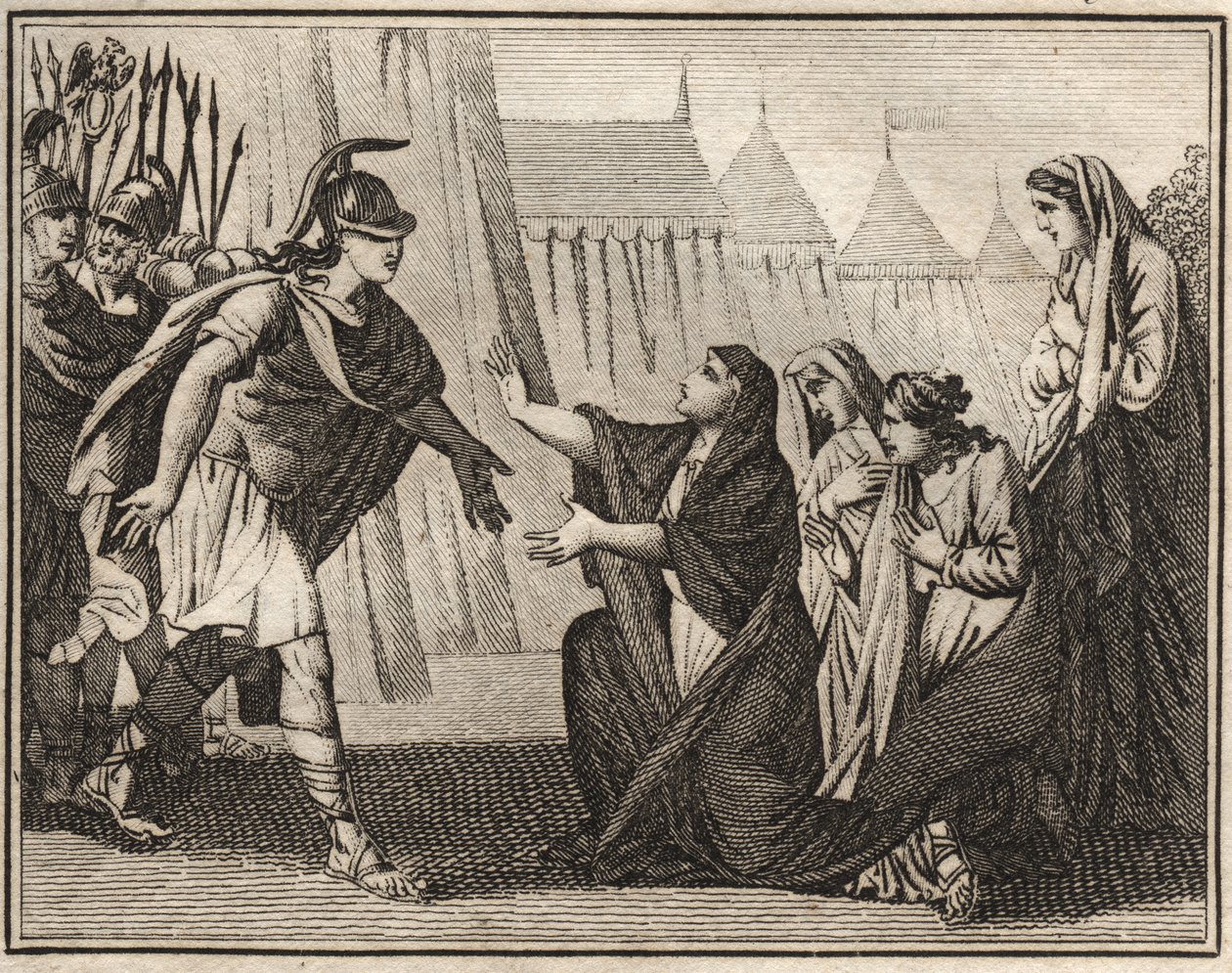 Gaius Marcius (Caius Marcius) Coriolanus ja hänen äitinsä Veturia (488 eKr.). tekijältä French School