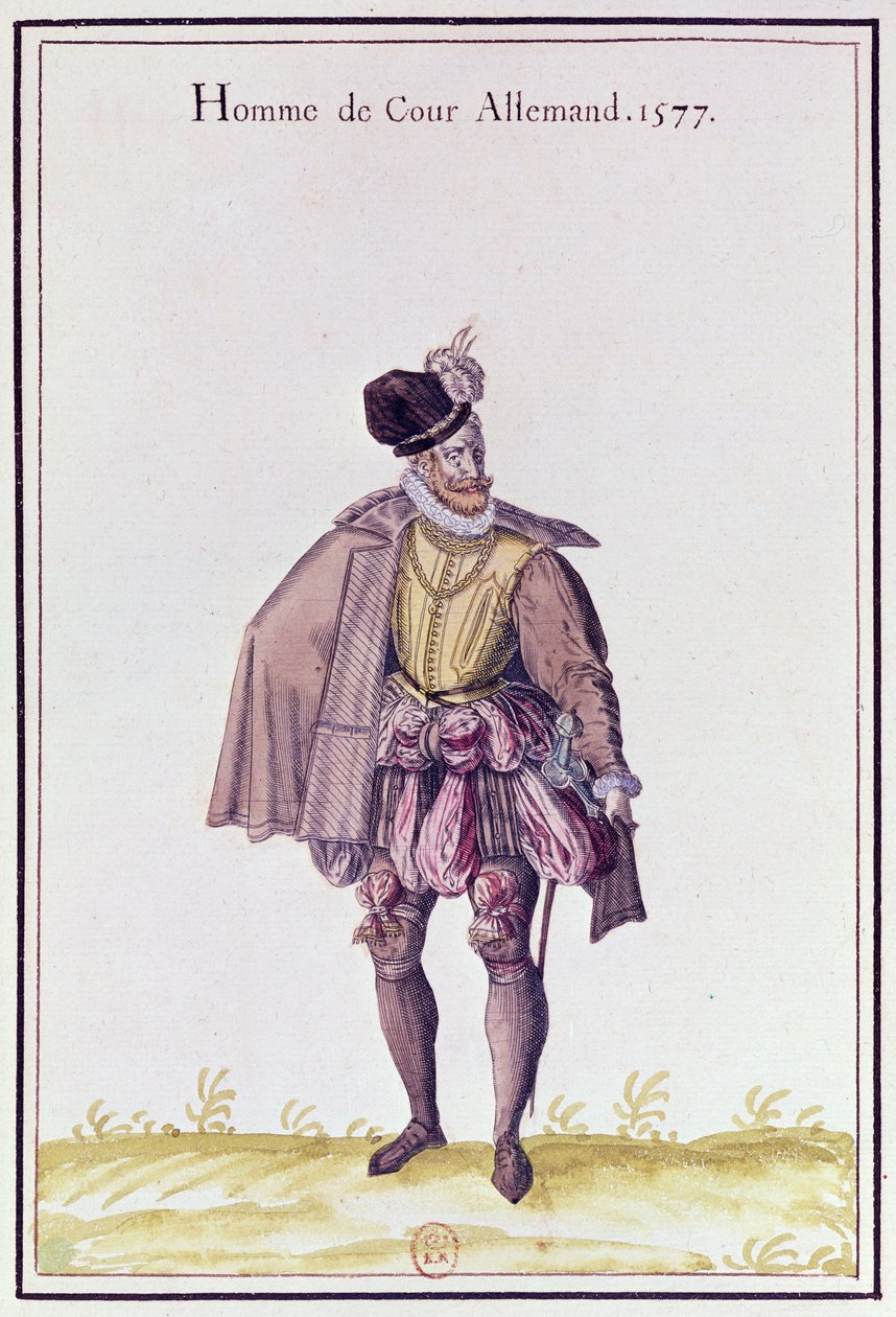 Saksalainen hoviherra, 1577 (värikaiverrus) tekijältä French School