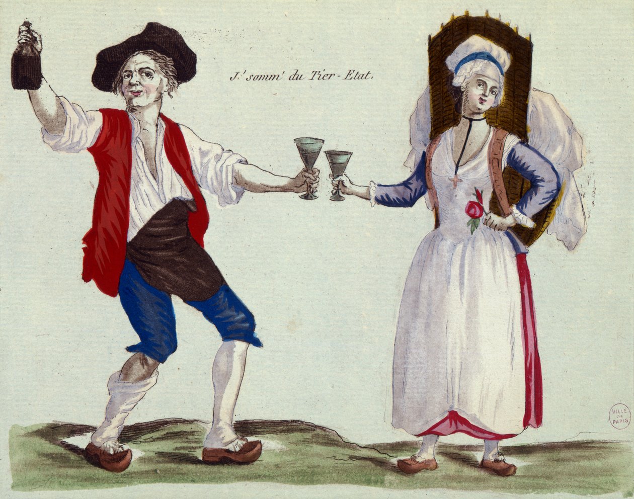 I Drink to the Third Estate (värillinen kaiverrus ja akvatinta) tekijältä French School