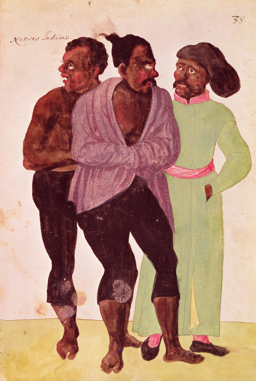 Intian kansat, 1567 (wc ja grafiitti paperilla) tekijältä French School