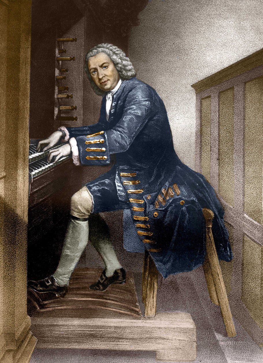 Johann Sebastian Bach soittaa urkuja, n. 1881 tekijältä French School