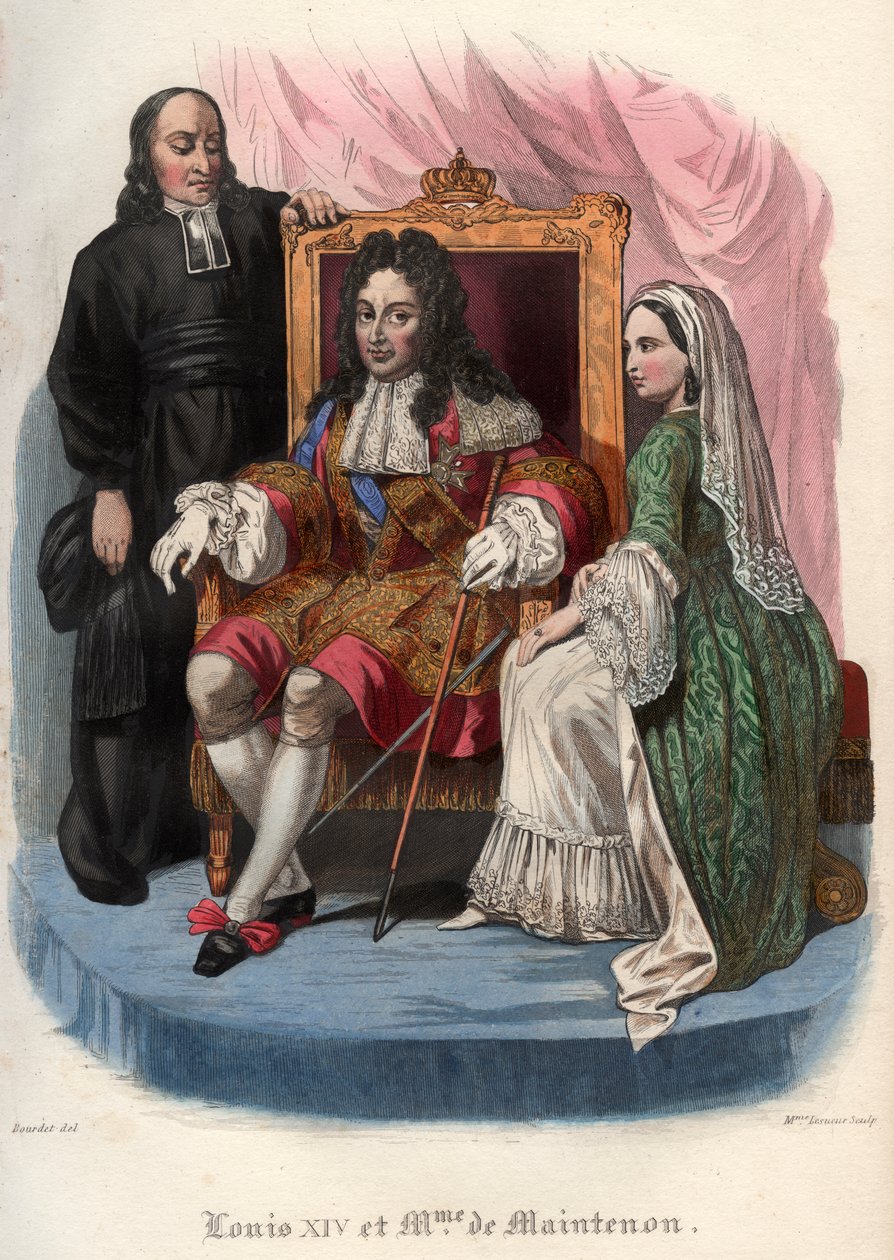 Ludvig XIV (1638-1715) ja Francoise dAubigne, Marquise de Maintenon (1635-1719) tekijältä French School