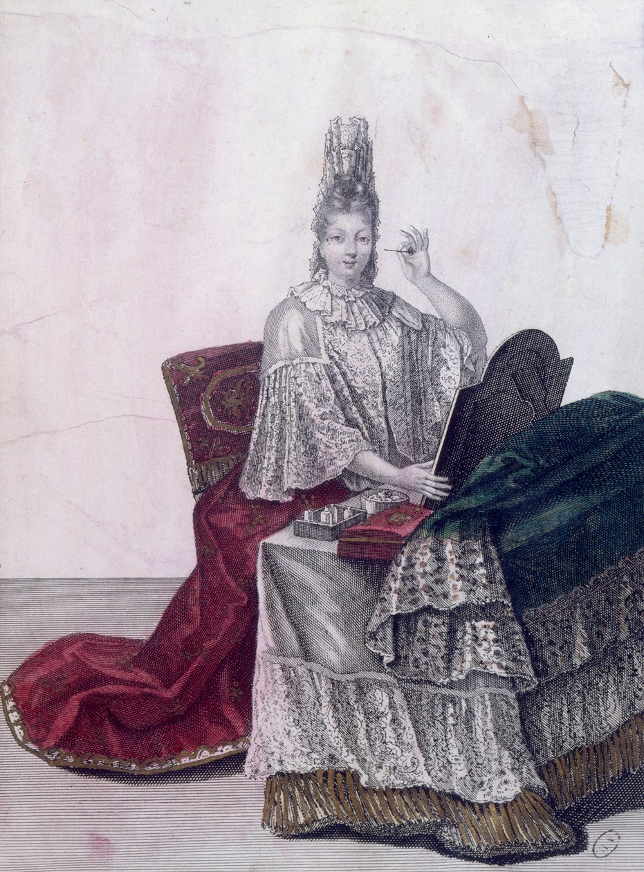 Madama la Marquise Dangeau wc:ssä, 1694 tekijältä French School