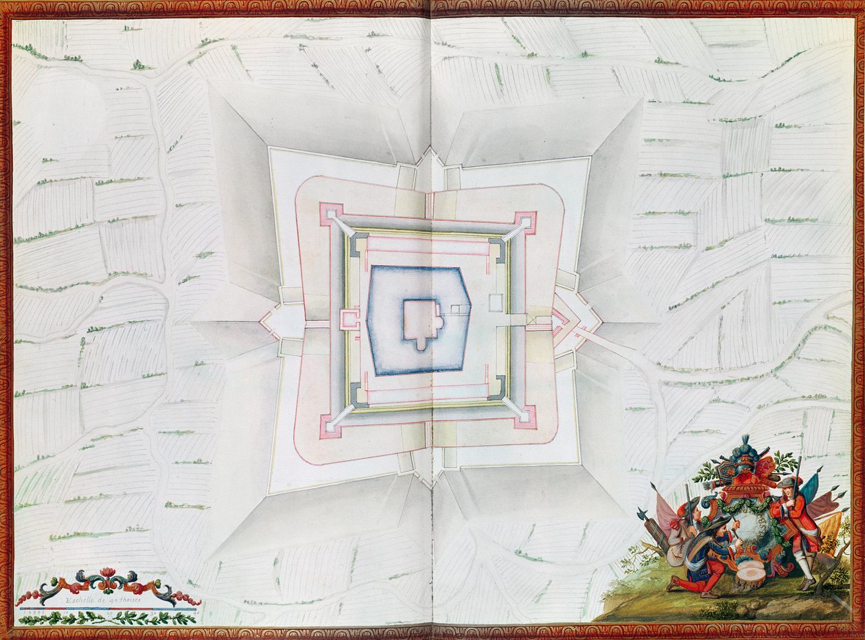 Phalsbourgin kartta Atlas de Louis XIV:stä (wc paperilla) tekijältä French School