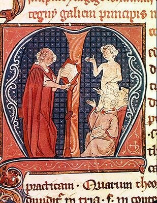 Ms 1003 f.1 The Doctors Teachings, teoksesta Oeuvres de Galien, kirjoittaja Claudius Galenus (n. 130-n. 201) tekijältä French School