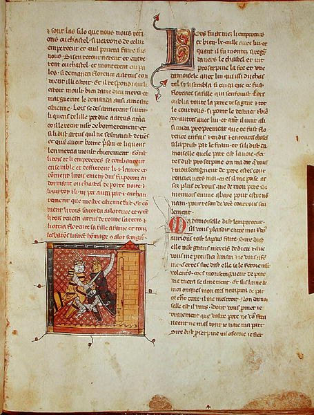 Ms 403 fol.127 Taistelu kuninkaan ja keisarin välillä, Roman dArtus tekijältä French School
