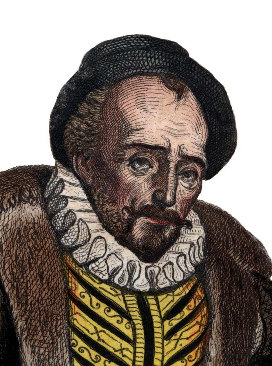 Lord Michel Eyquem de Montaignen (1533-1592), ranskalaisen kirjailijan muotokuva. tekijältä French School