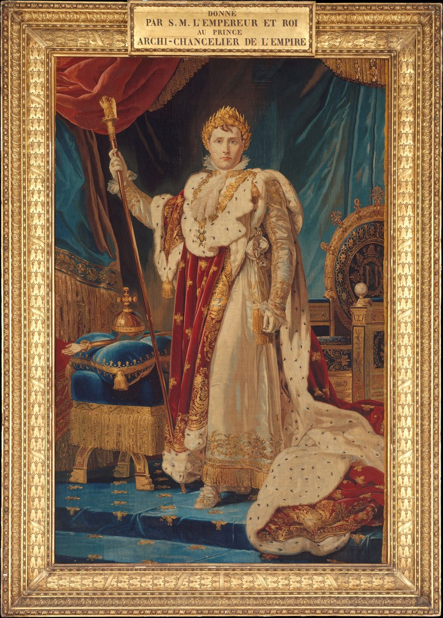 Napoleon I:n muotokuva, 1808-11 (villa, silkki, hopeakullattu lanka) tekijältä French School