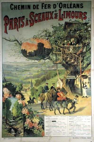 Juliste, joka mainostaa Chemin de Fer dOrleansia Pariisista Sceaux