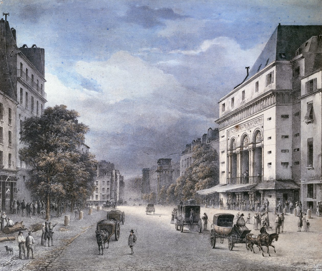 Porte Saint-Martinin teatteri, Pariisi, noin 1840 tekijältä French School