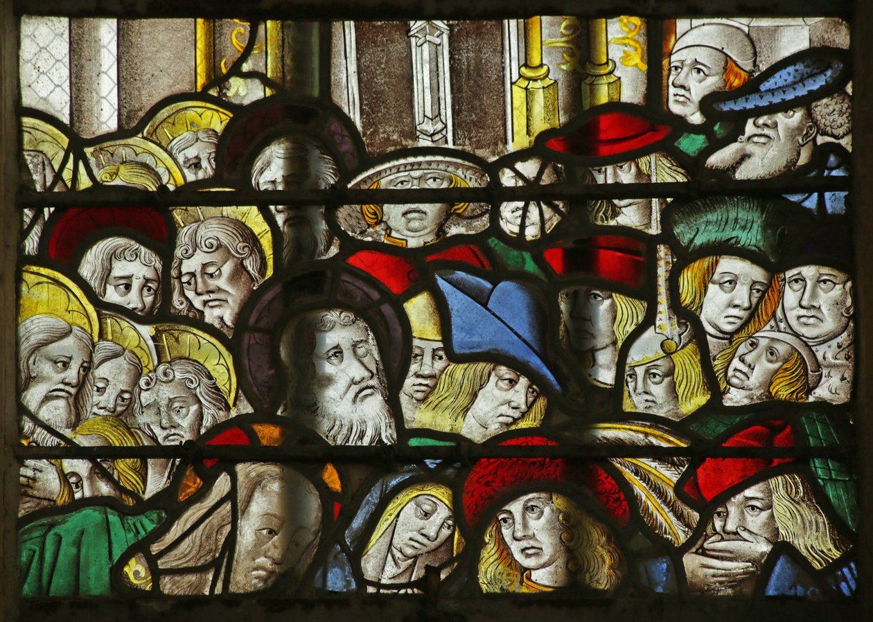 Ikkuna, joka kuvaa väkijoukkoa Lasaruksen ylösnousemuksessa, 1470-1500. tekijältä French School