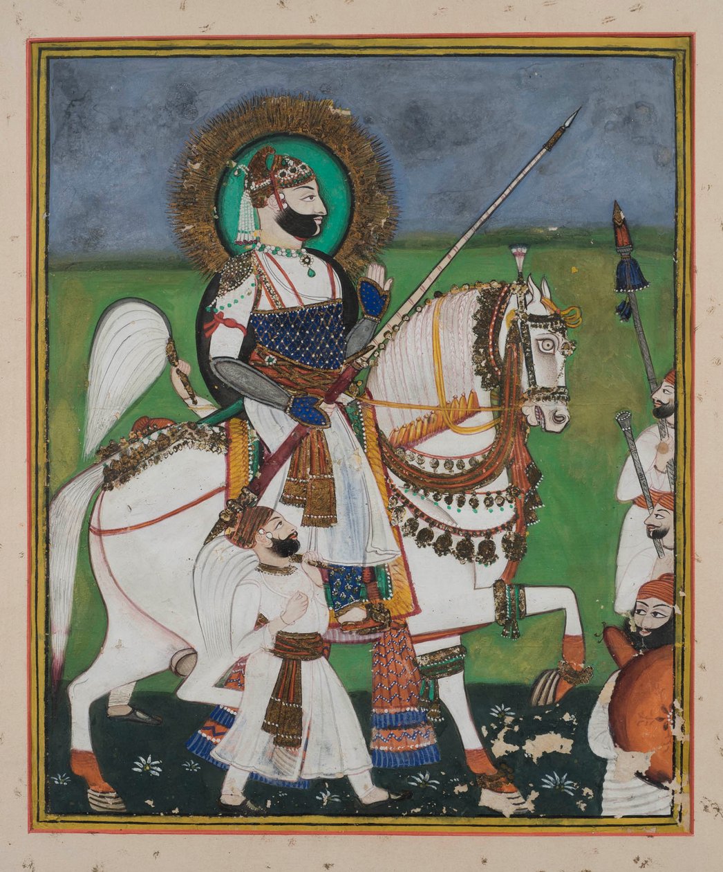 Maharao Chatter Sal of Kotah (guassi paperille, kultakoristelu) tekijältä Indian School